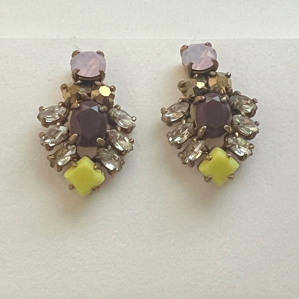 J Crew Purple Neon Lime Earring Studs